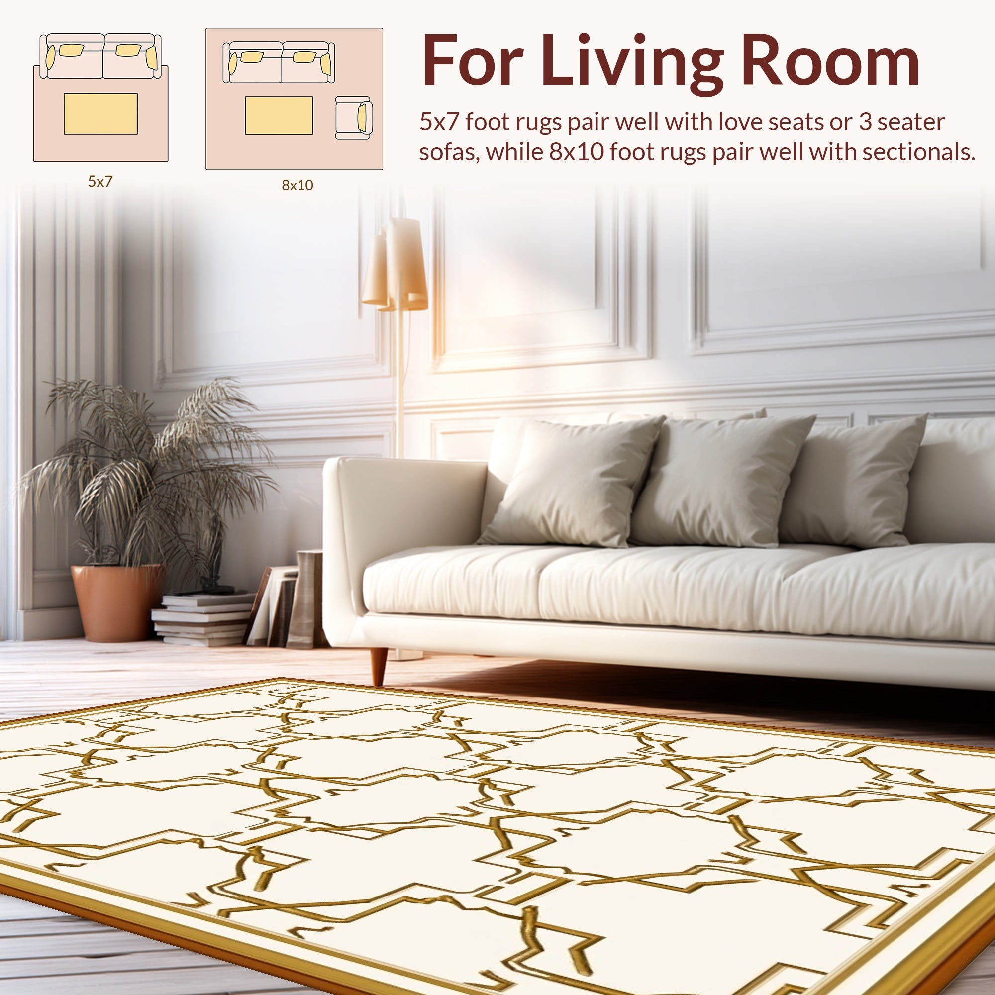Gold Geometric Arabesque Pattern Rug