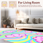 Pink Cloud Wavy Pastel Pattern Rug
