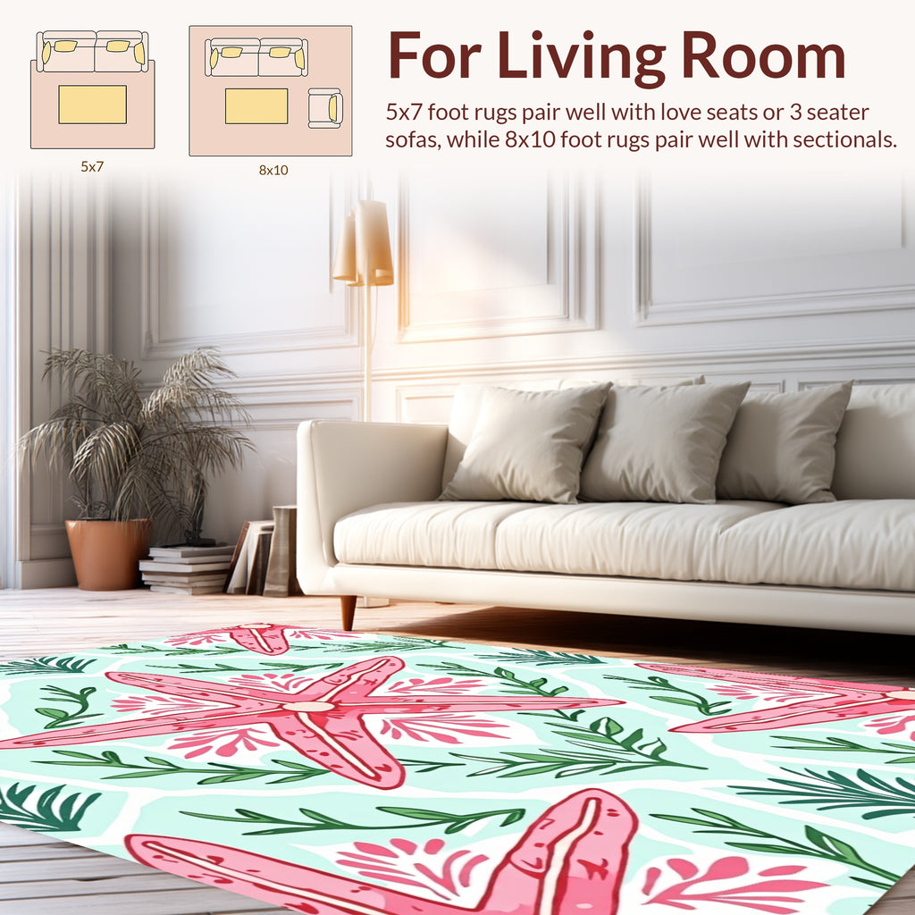 Pink Starfish Coral Pattern Rug