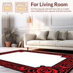 Bold Red Black Ornate Pattern Rug