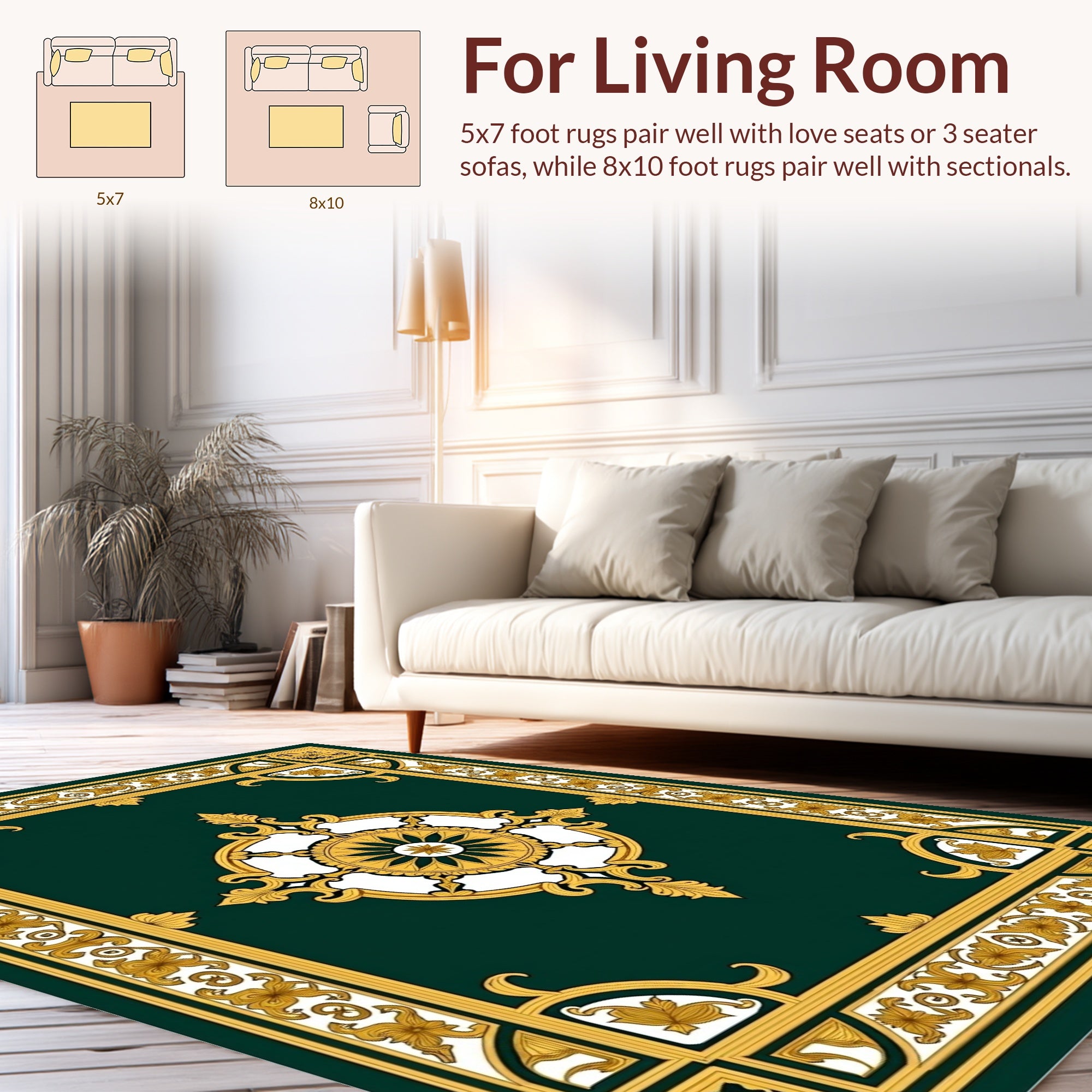 Ornate Golden Green Mandala Rug
