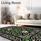 Black Botanical Floral Vine Rug