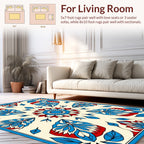 Floral Abstract Red Blue Cream Rug