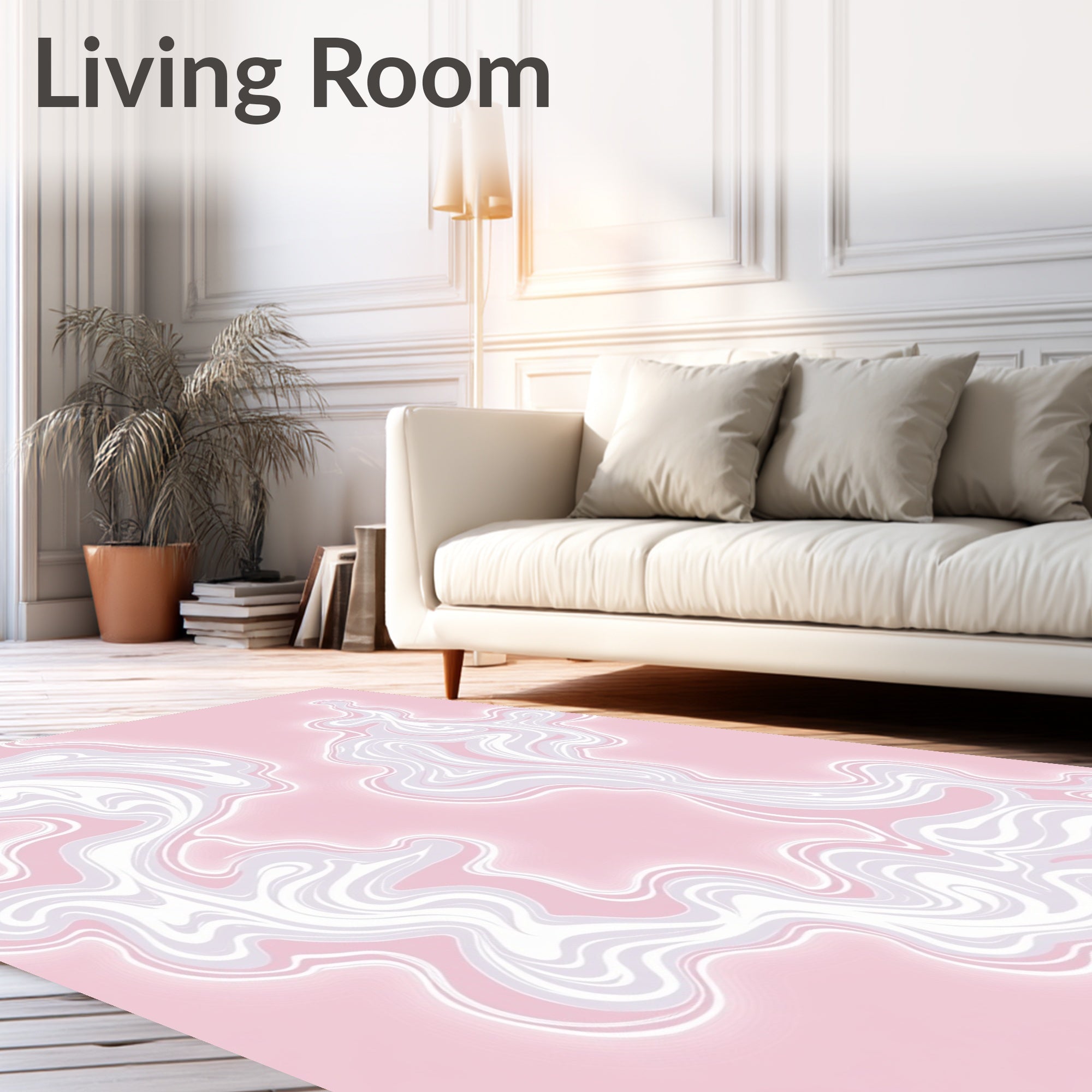 Soft Pink Swirling Marble Flow Rug