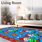 Festive Elves Red and Green Snowflakes Rug