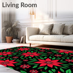 Red Scarlet Floral Arrangement Rug