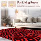 Bold Red Black Abstract Tribal Rug