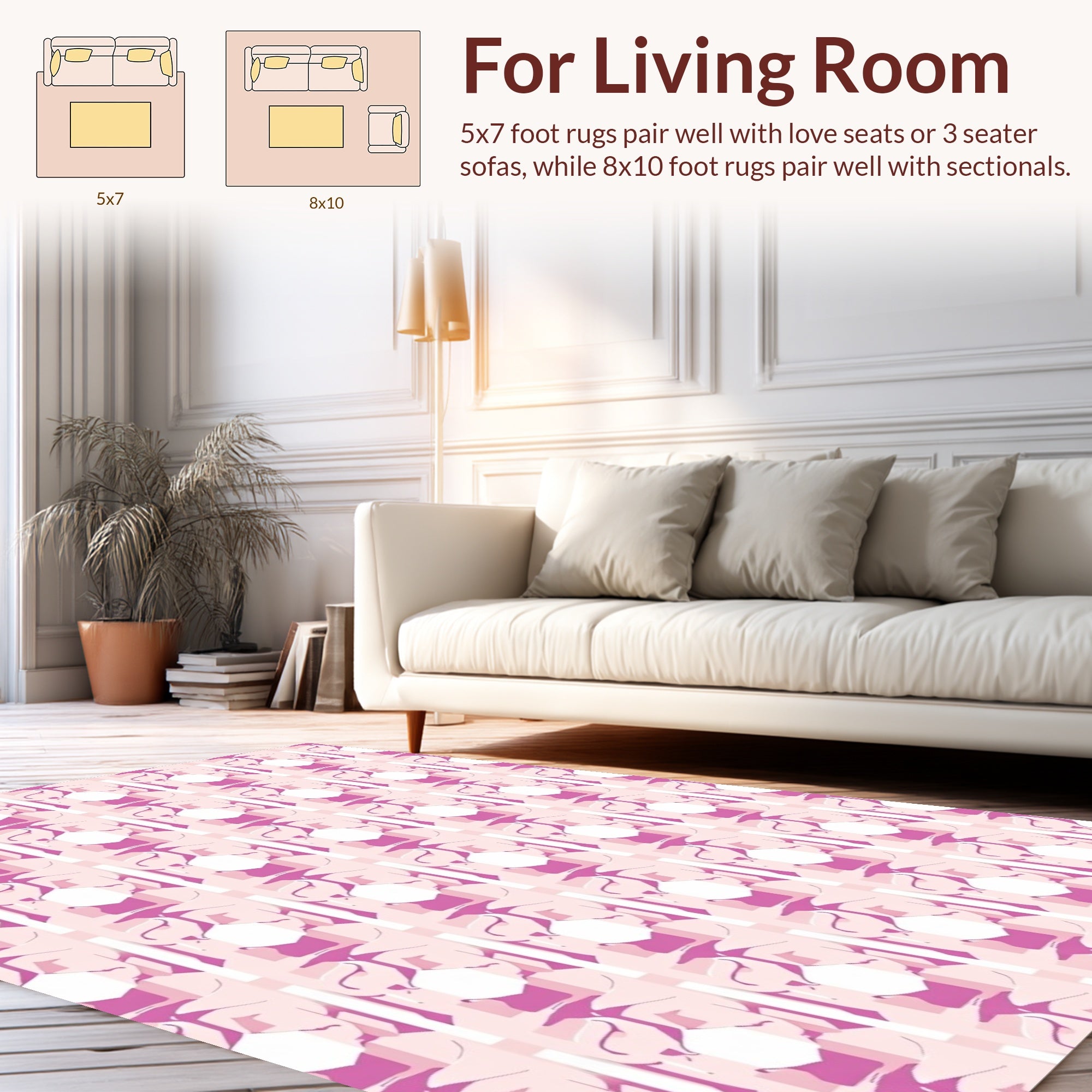 Pink Abstract Geometric Hexagon Pattern Rug