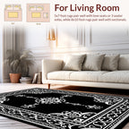 Classic Floral Medallion Black and White Rug