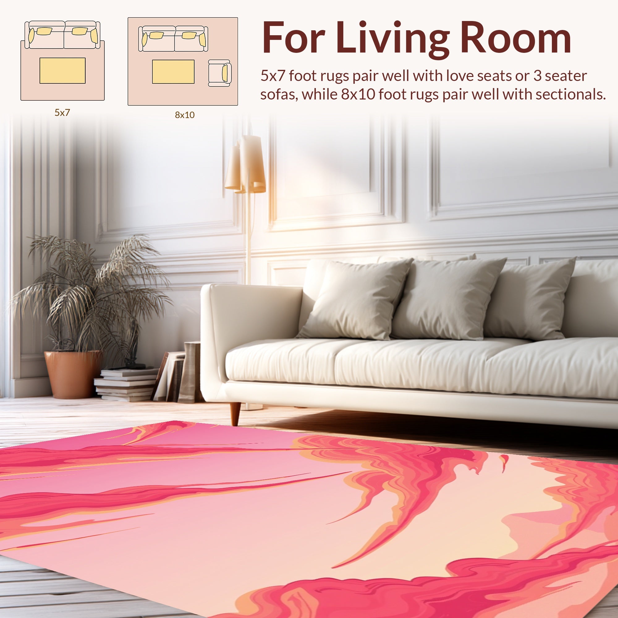 Vivid Pink Cloudscape Sky Pattern Rug