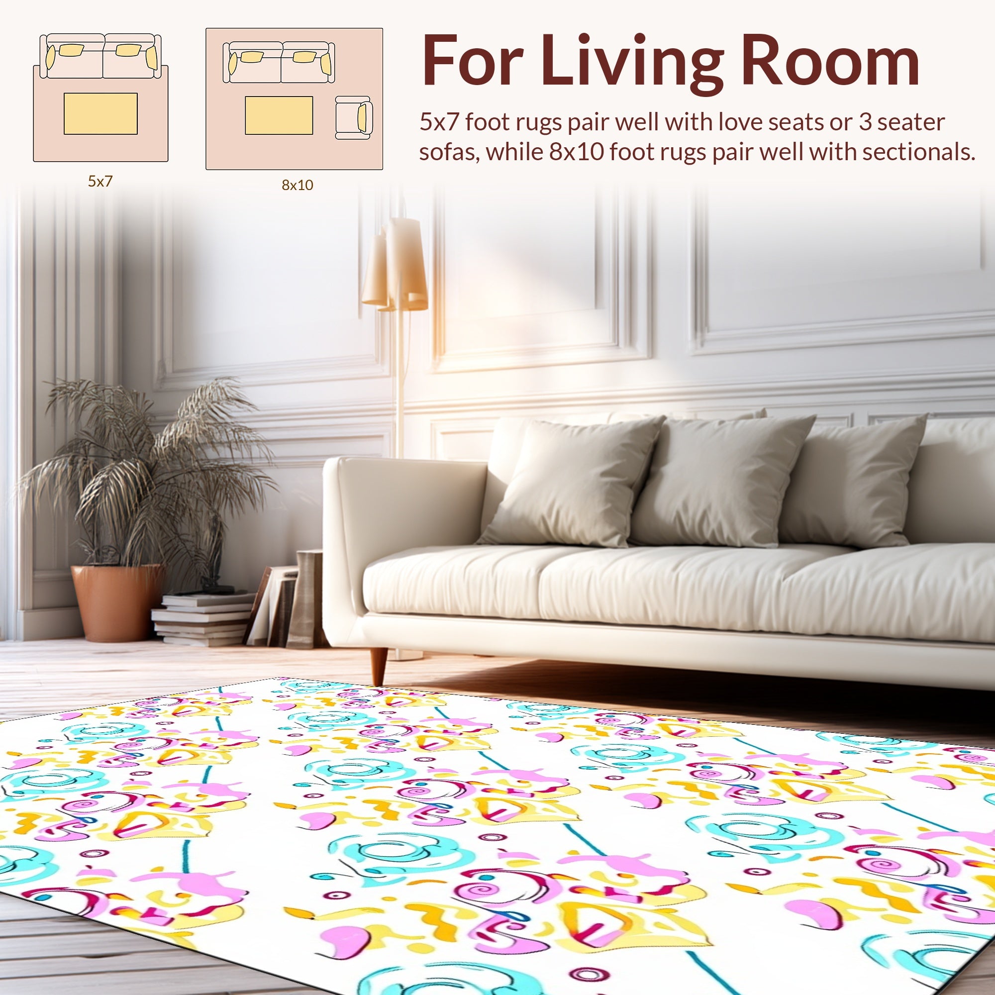 Whimsical Swirl Splash Pattern Rug