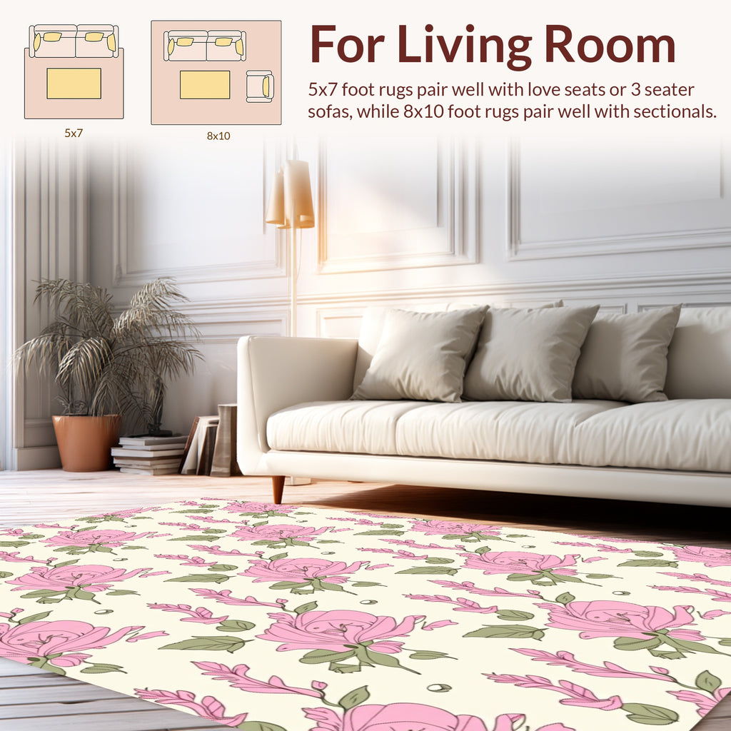 Delicate Pink Floral Vines Rug