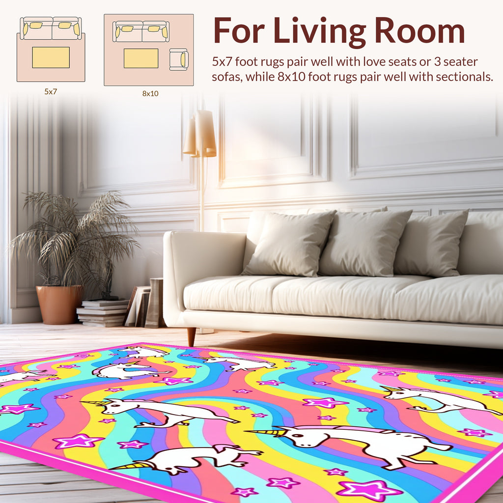 Whimsical Unicorn Star Pattern Rug