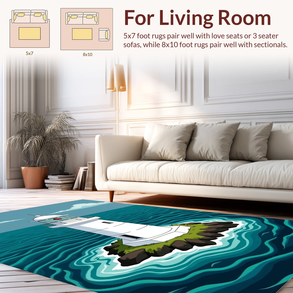 Coastal Lighthouse Graphic Rug
