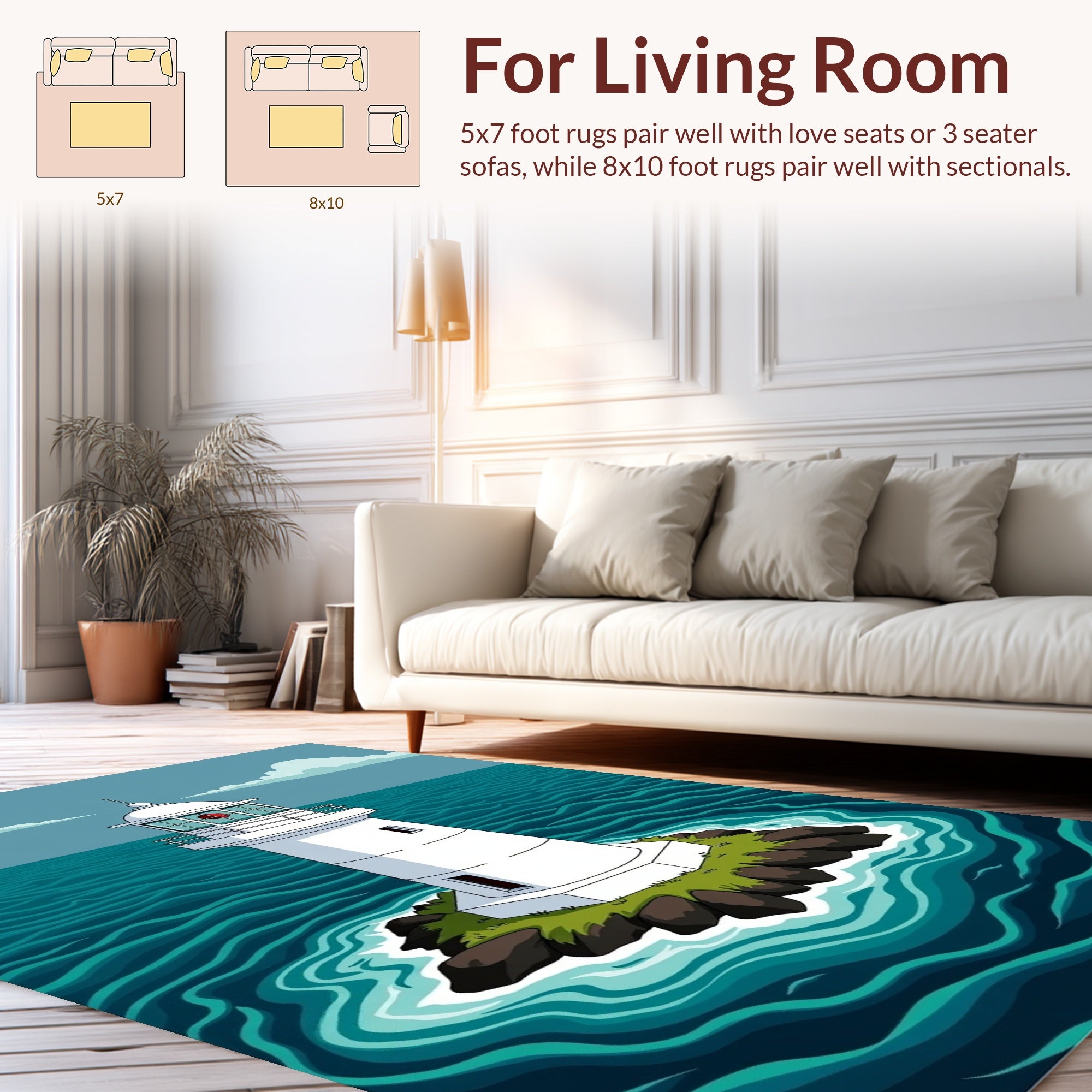 Coastal Lighthouse Graphic Rug