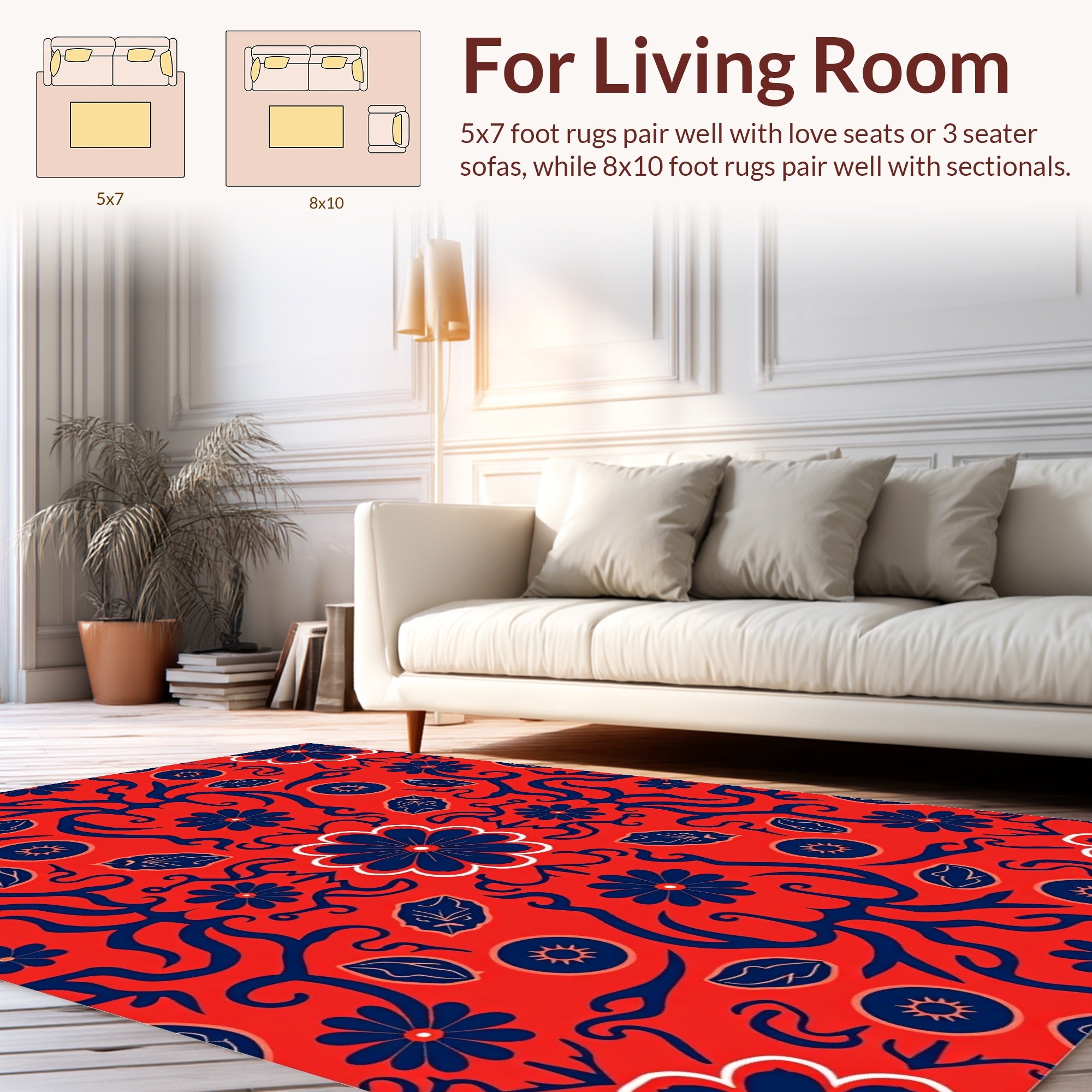 Bold Floral Swirls Pattern Design Rug