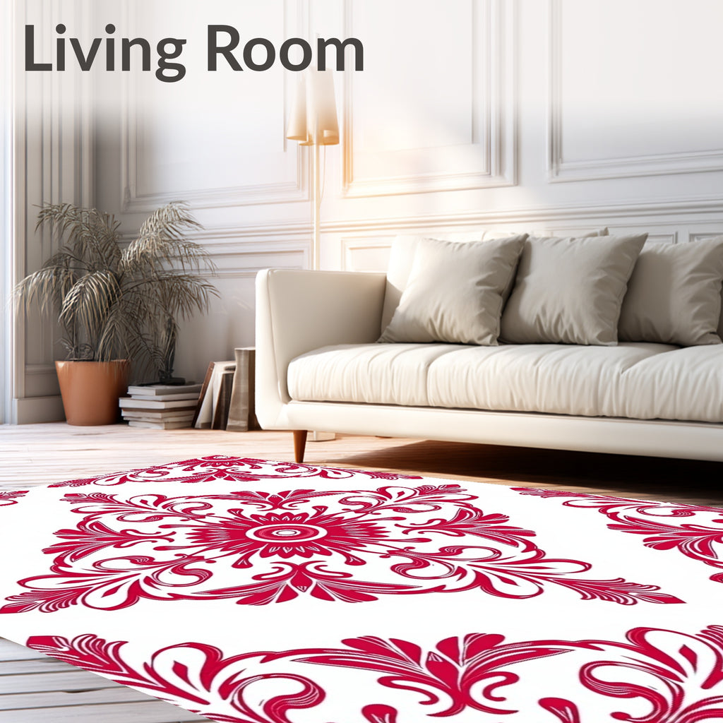 Crimson Floral Medallion Ornament Rug