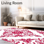 Crimson Floral Medallion Ornament Rug