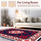 Classic Red Blue Floral Medallion Rug