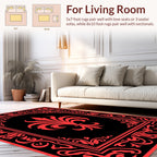 Red Floral Classic Emblem Pattern Rug