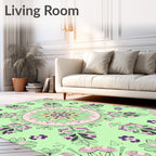 Mint Green Mandala Floral Medallion Rug