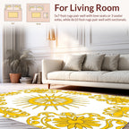 Ornate Yellow Sun Floral Pattern Rug