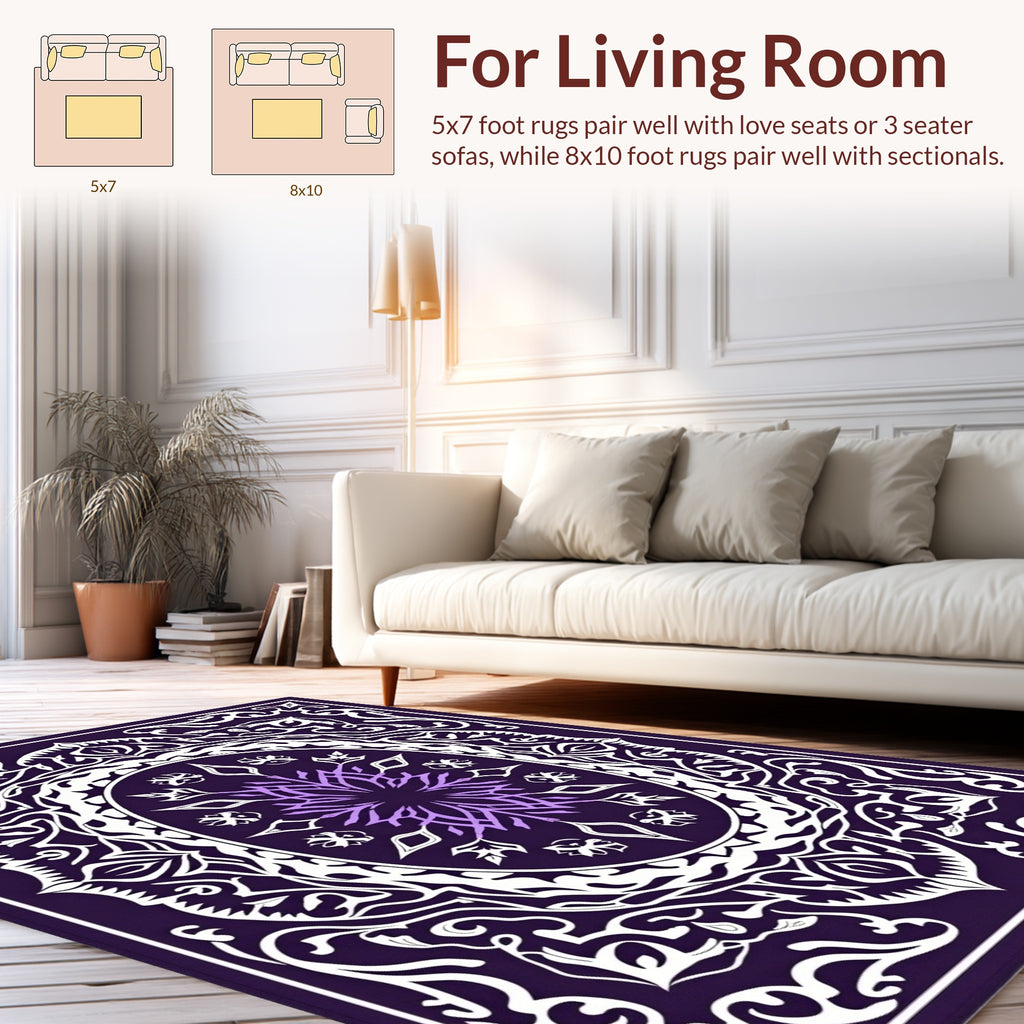 Ornate Violet And Orchid Mandala Pattern Rug