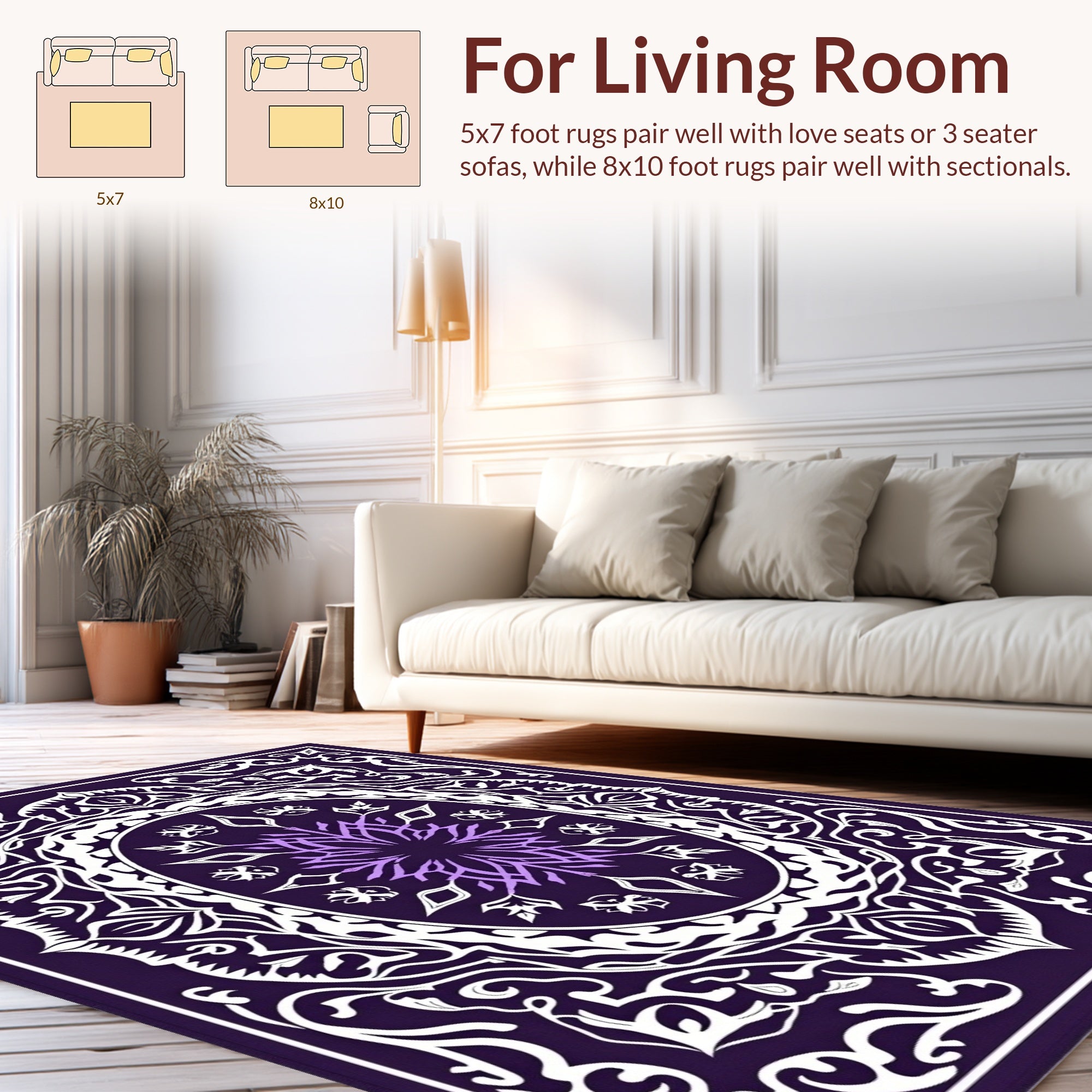 Ornate Violet And Orchid Mandala Pattern Rug