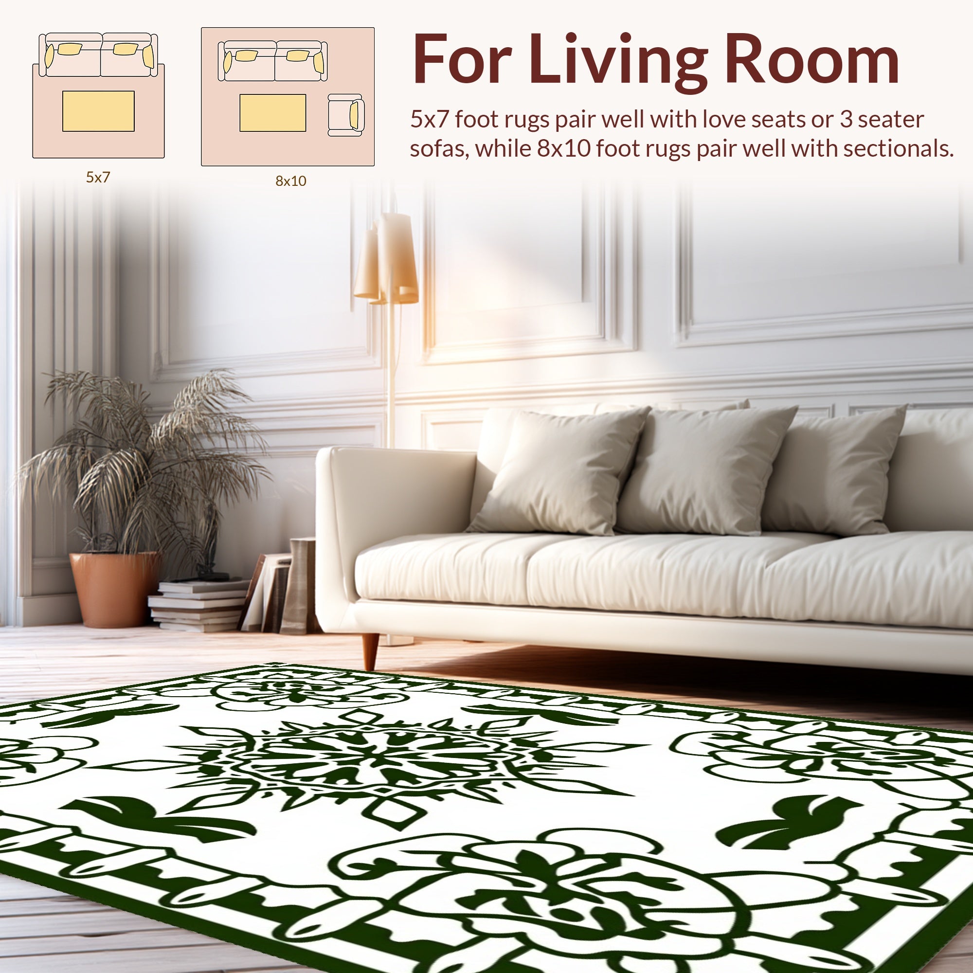 Intricate Floral Mandala With Decorative Border Rug