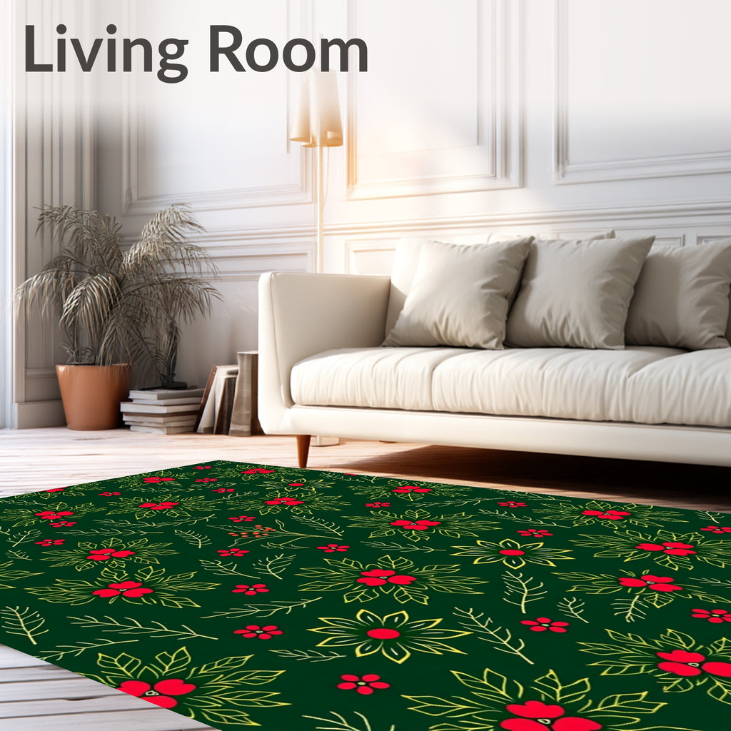 Vibrant Red Poppies Floral Garland Rug
