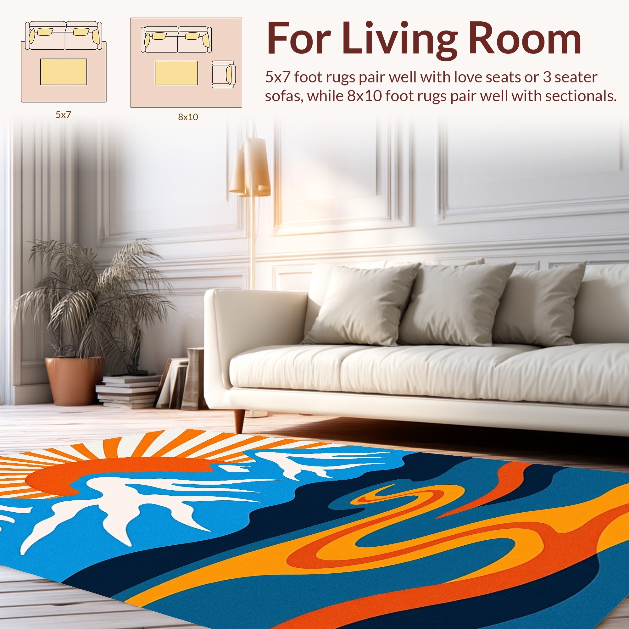 Retro Mountain Landscape With Winding River Rug