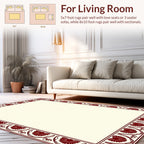 Classical Red Floral Border Design Rug
