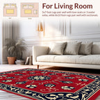 Red Floral Medallion Patterned Rug