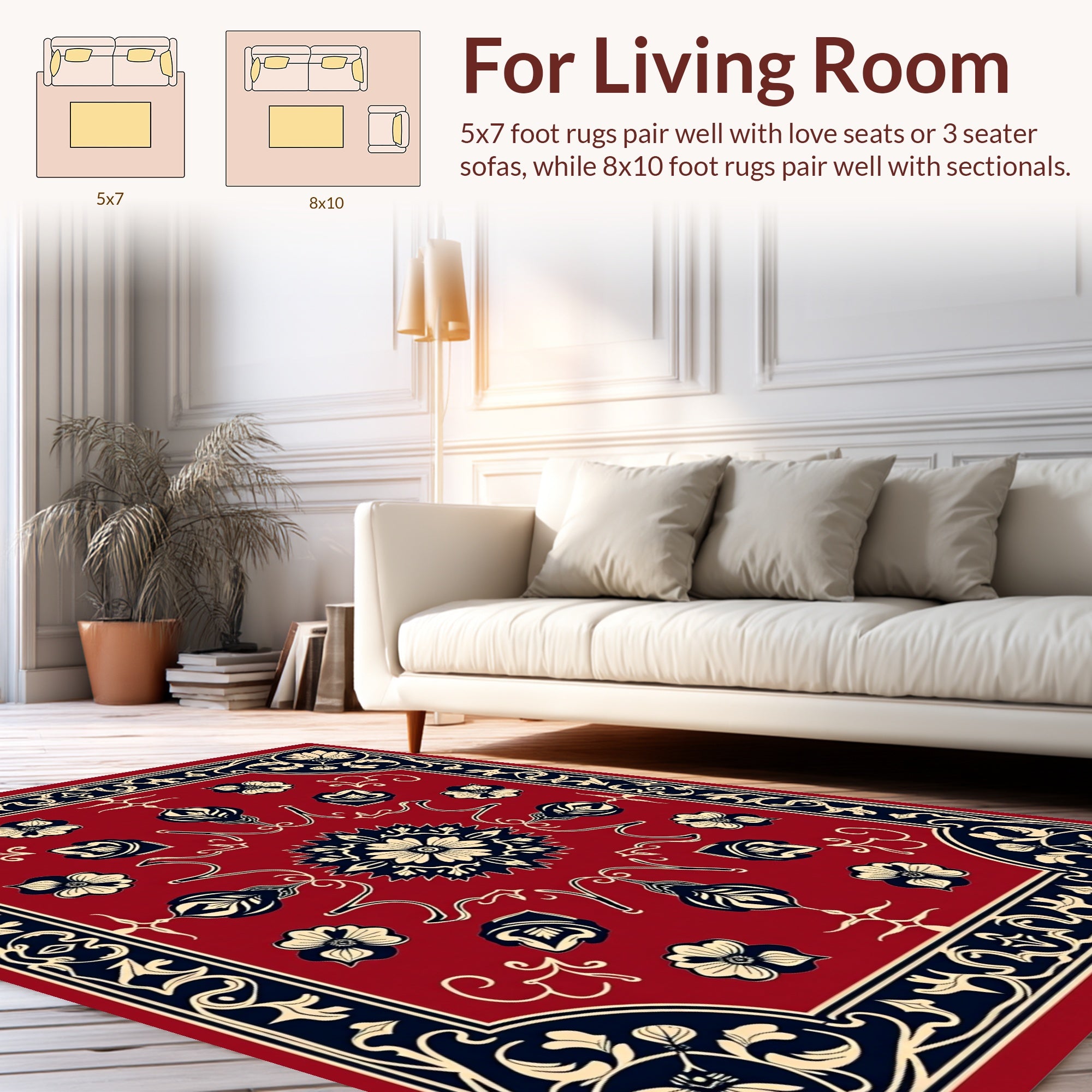 Red Floral Medallion Patterned Rug