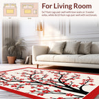 Red Blossom Tree Branch Pattern Rug