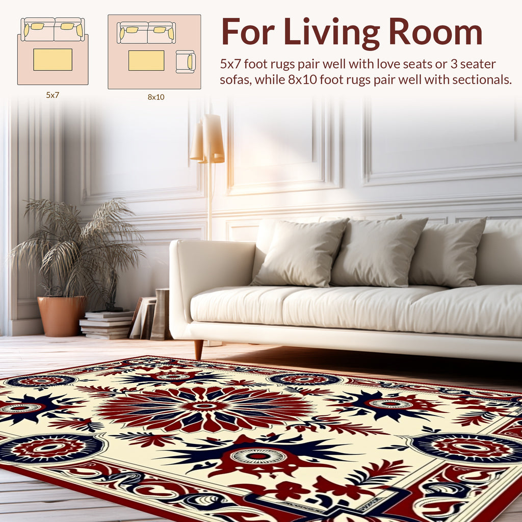 Intricate Floral And Geometric Medallion Design Rug