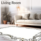 Gold Art Nouveau Floral Border Rug