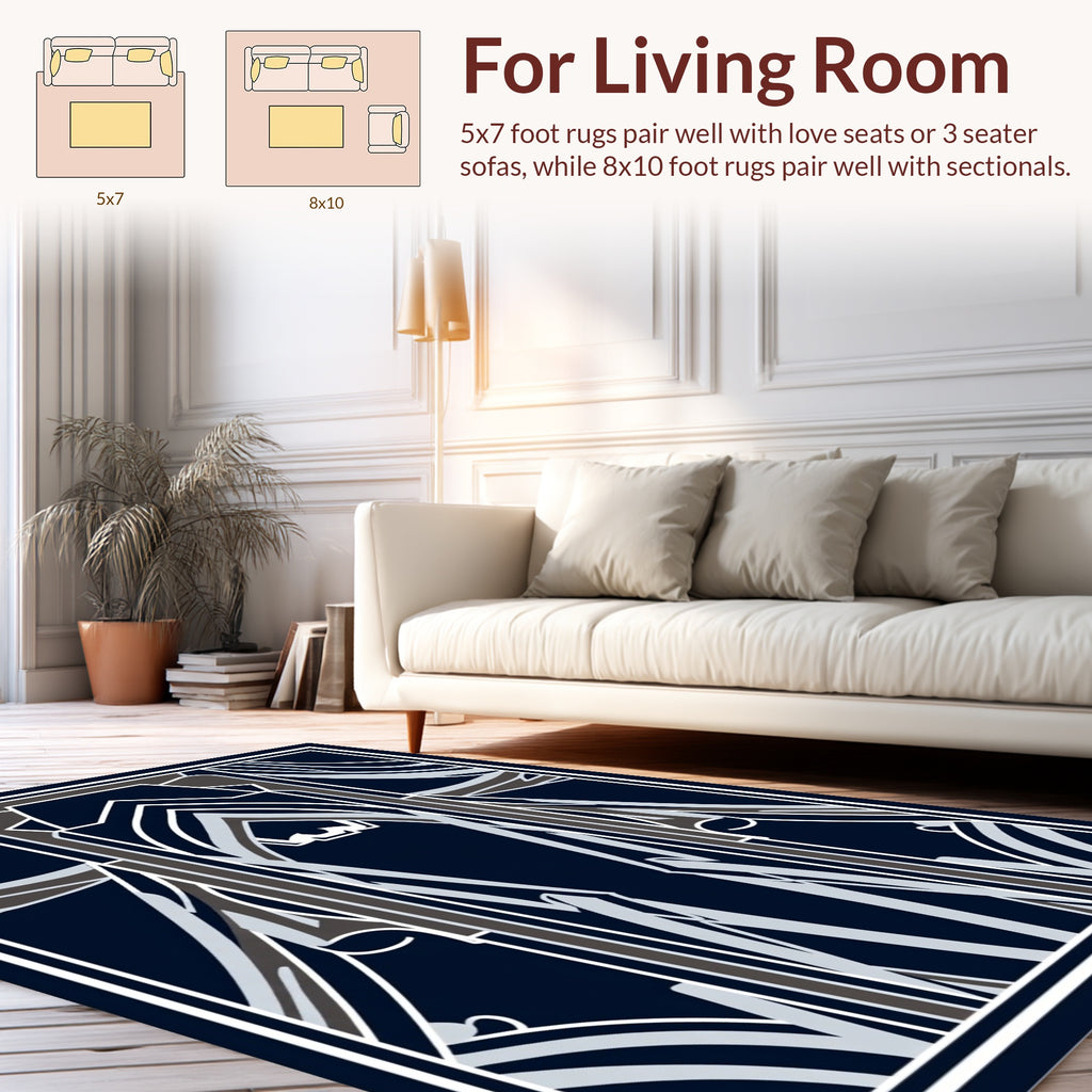 Dark Blue Geometric Archway Design Rug