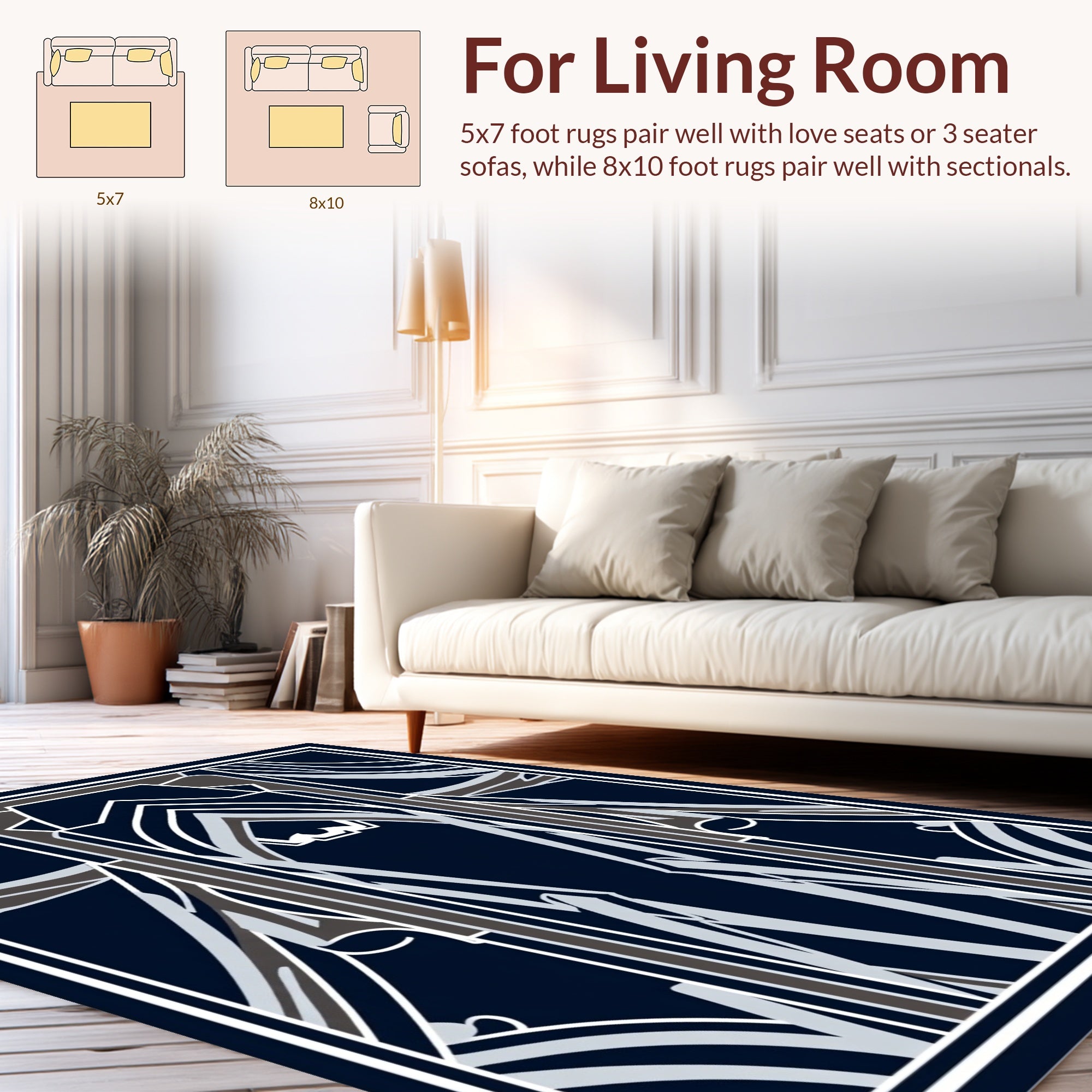 Dark Blue Geometric Archway Design Rug