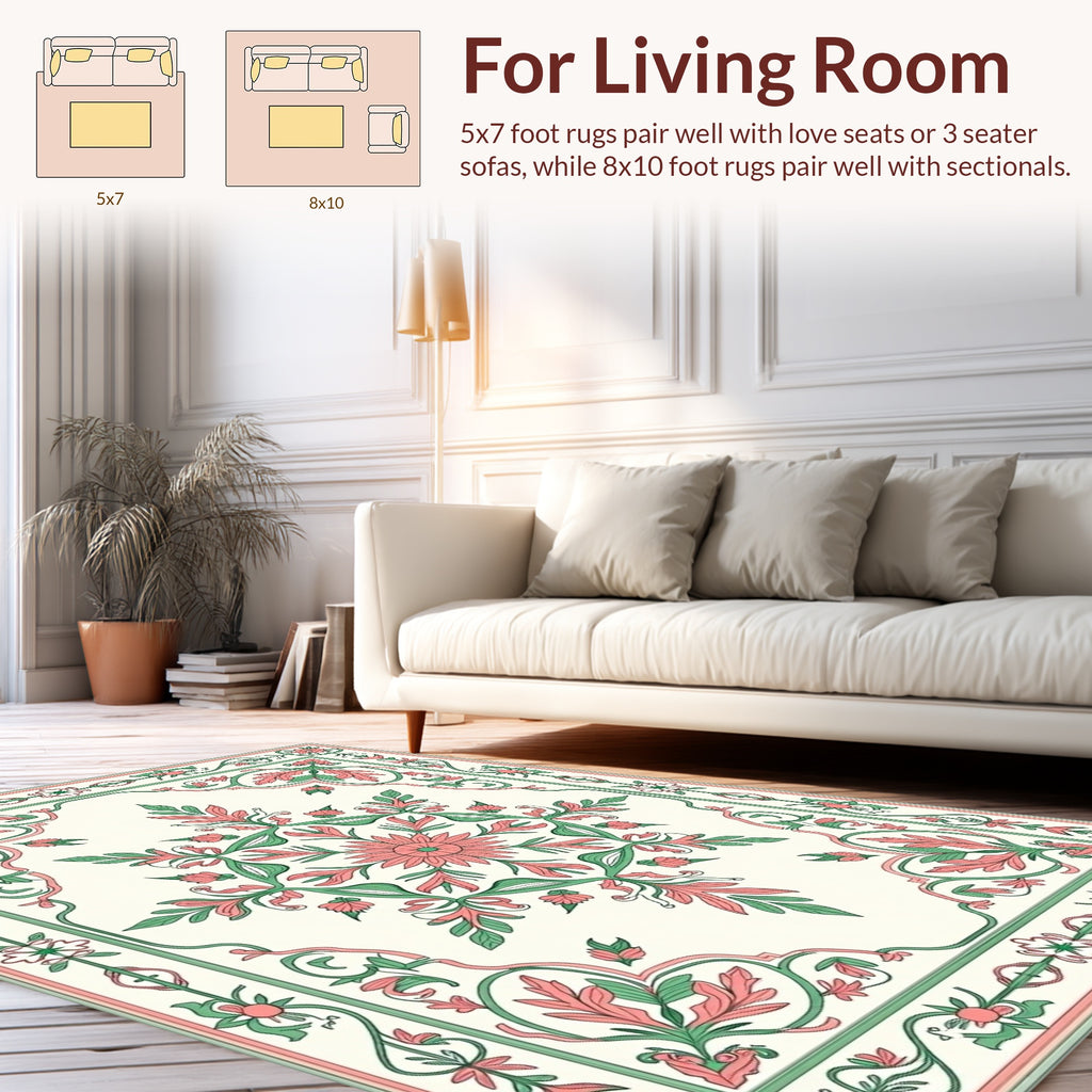 Floral Vines Centerpiece Design Rug