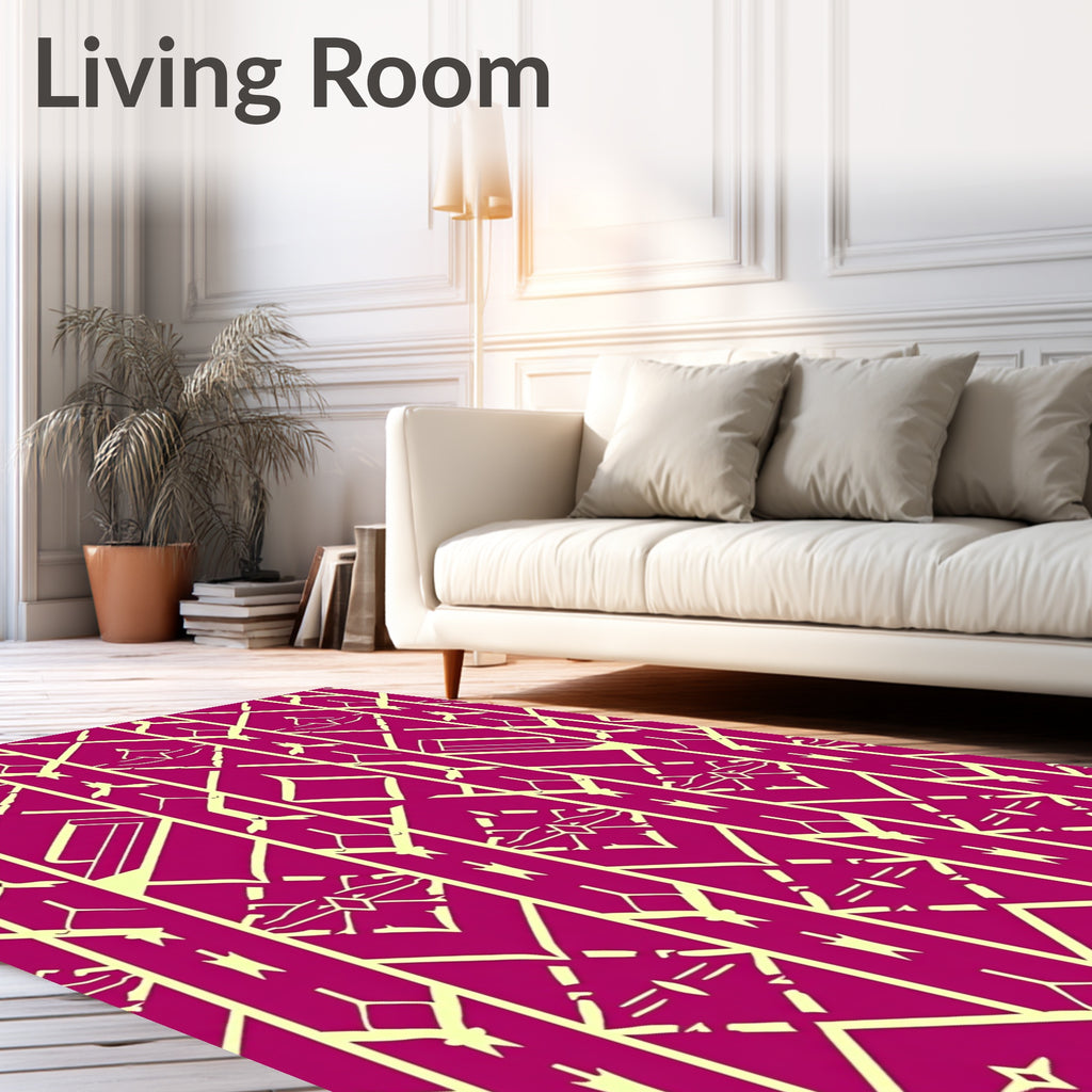 Geometric Art Deco Fuschia Pattern Rug