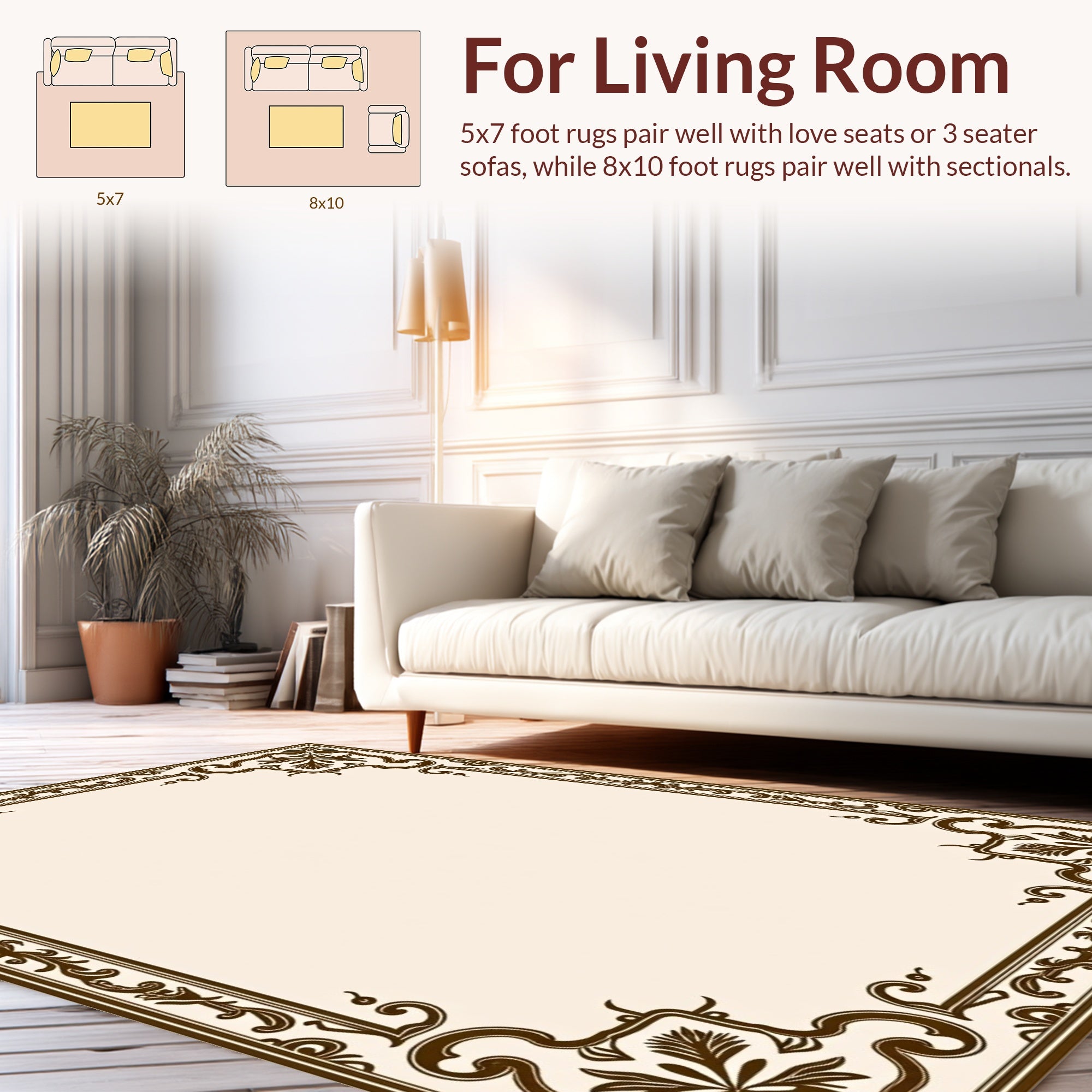 Traditional Floral Scrollwork Border Design Rug