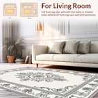 Ornate Floral Scrollwork Gray Rug