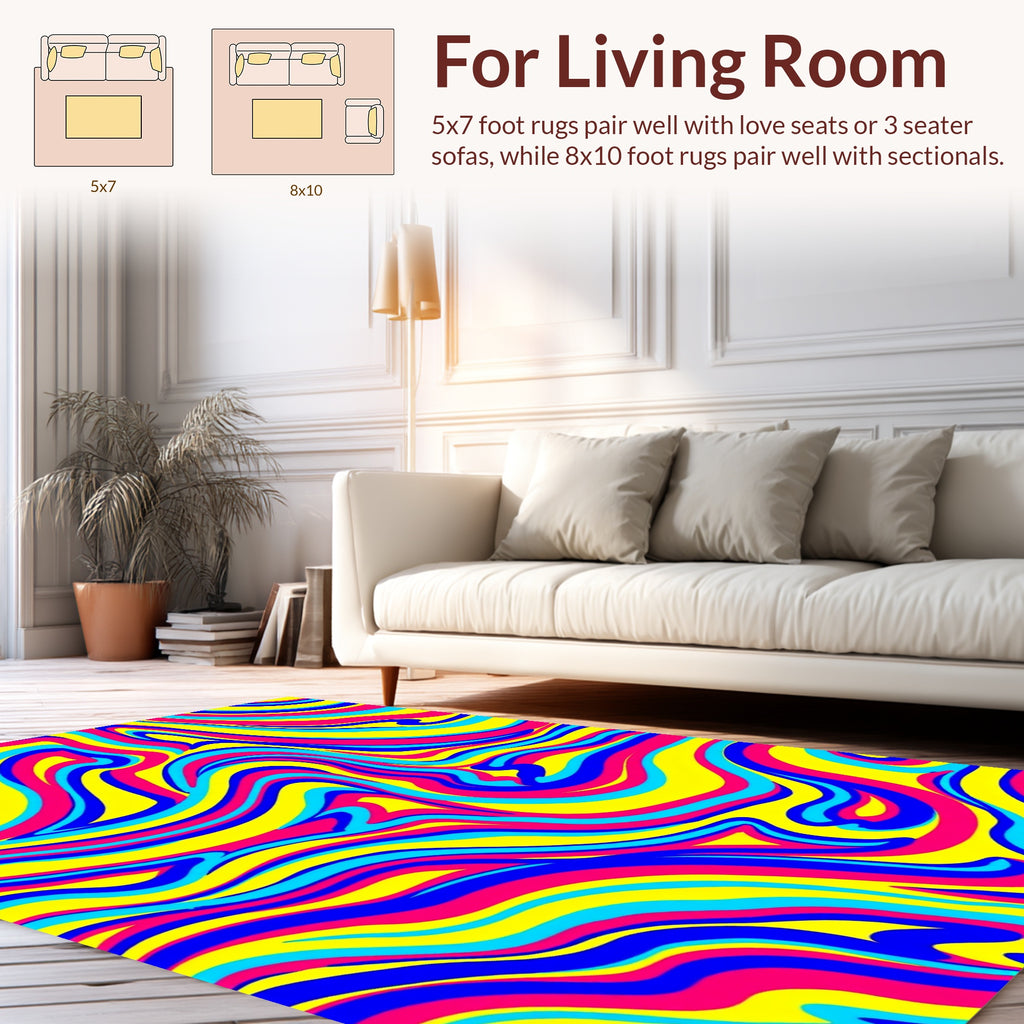 Vibrant Swirl Pattern with 3 Colors Rug