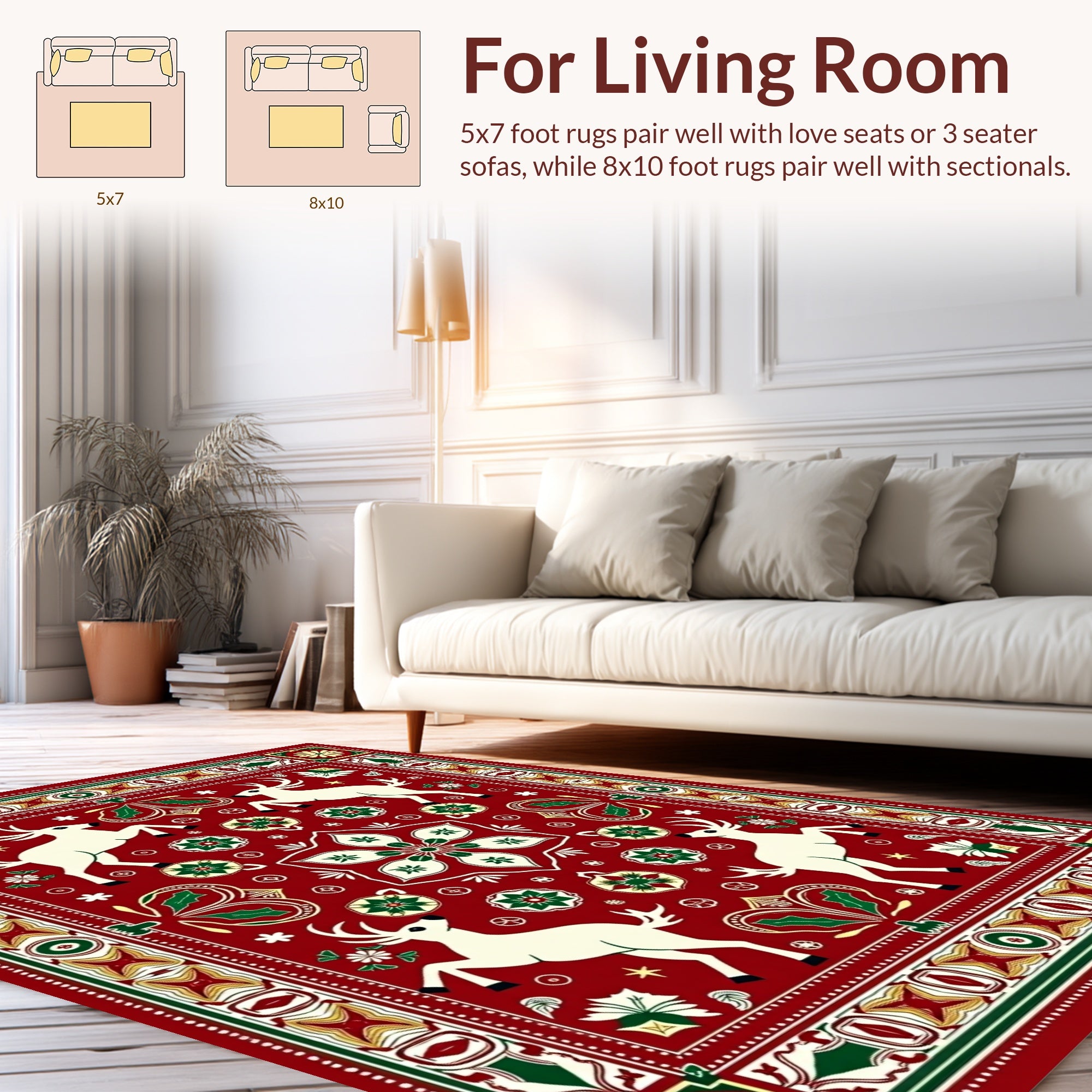 Reindeer And Floral Medallion Pattern Rug