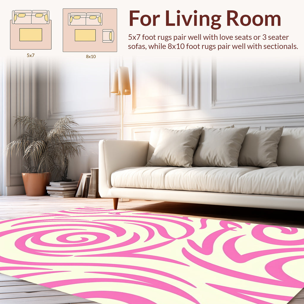 Swirl Pattern Pink Abstract Design Rug