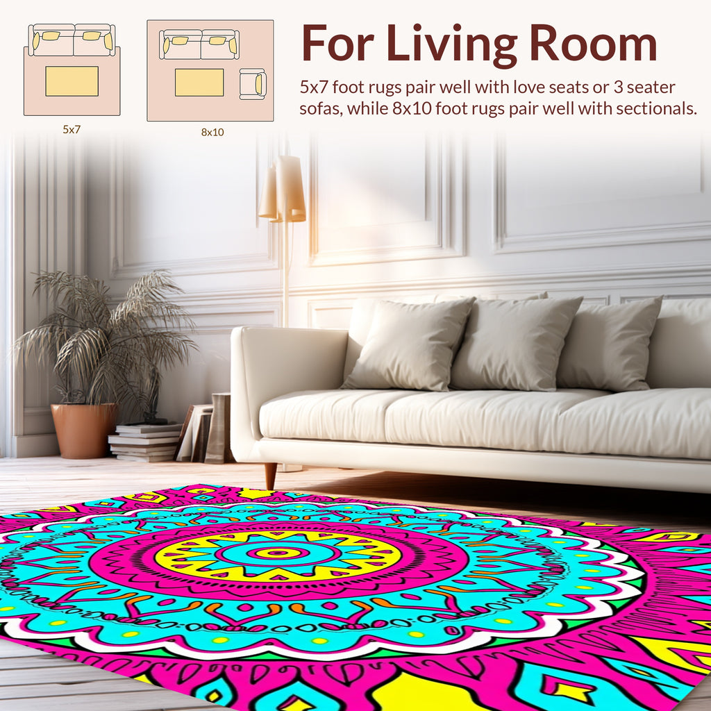 Vibrant Geometric Mandala Pattern Design Rug