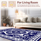 Classic Blue White Mandala Pattern Rug