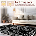 Black and White Intricate Floral Mandala Rug