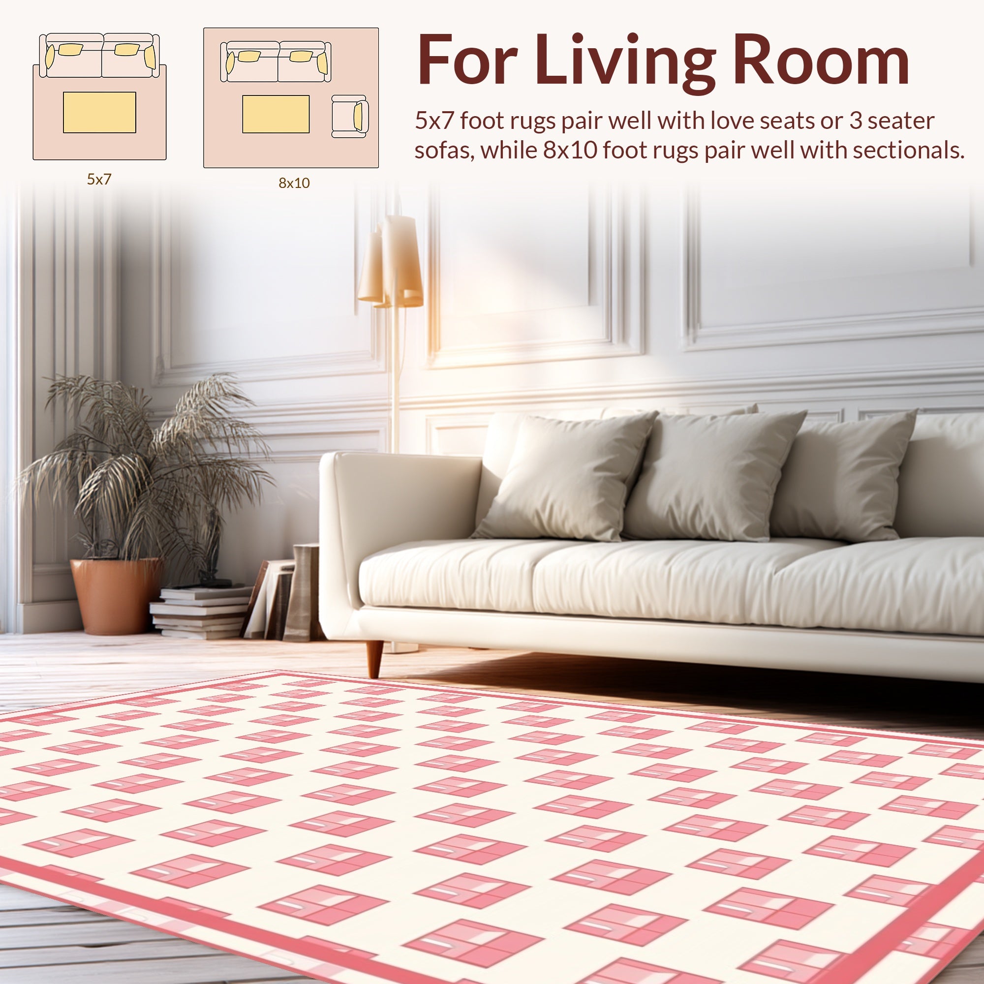 Delicate Pink Window Pattern Design Rug